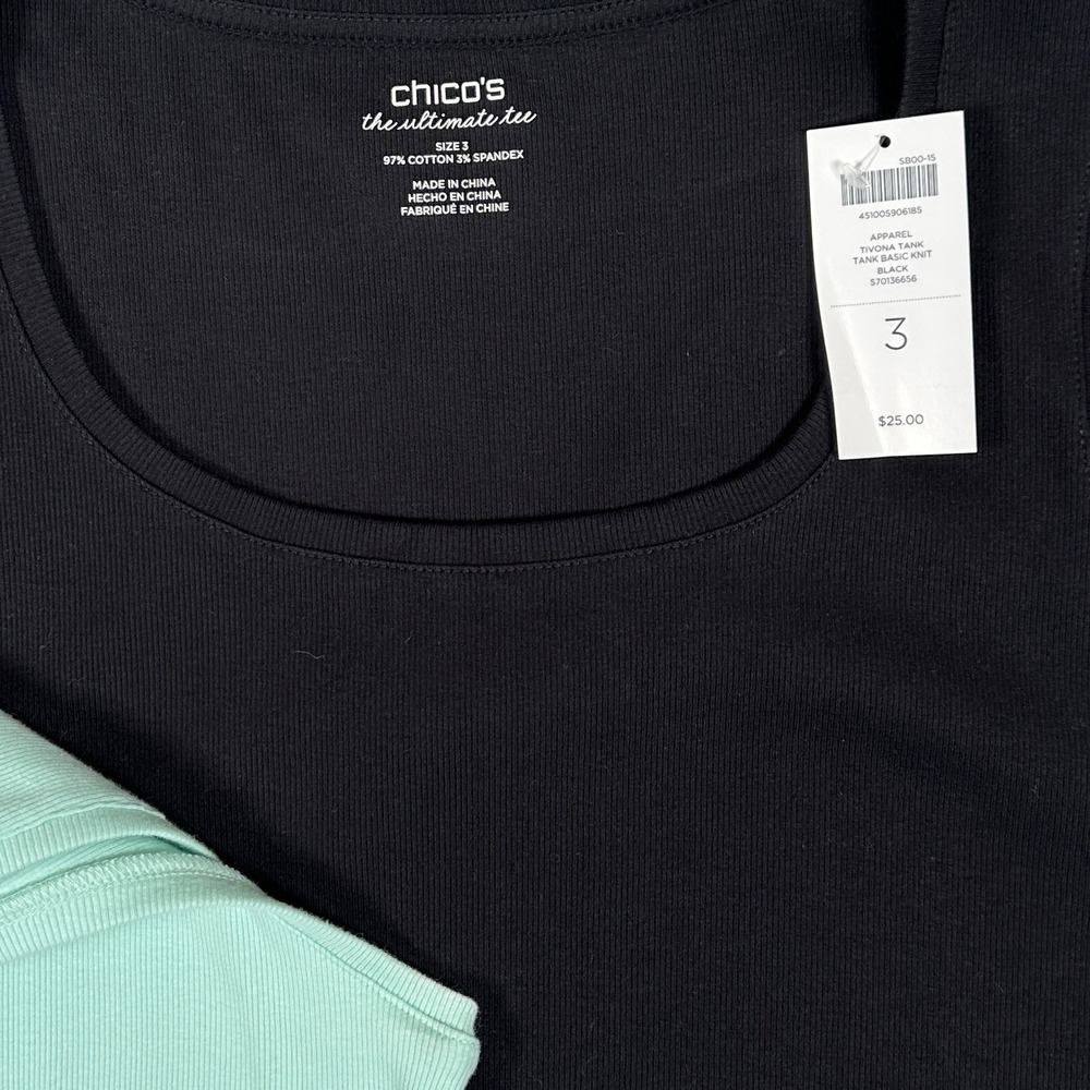 NWT CHICO'S Ultimate Tee Tank Top Bundle Of 4 Size 3/XL Pink Mint Black White - Picture 5 of 12